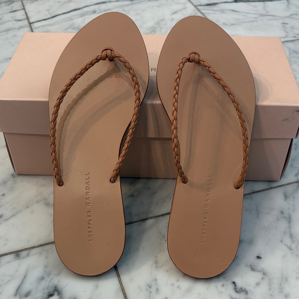 Loeffler Randall Braided Plank Flip Flop in Wheat/Dune